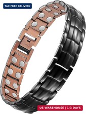 Jecanori Pure Copper Bracelet for Men, 2X Strength Magnetic Bracelets for Men wi