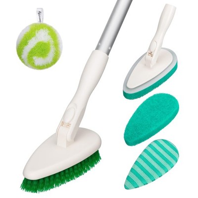 4-in-1 Tub and Tile Shower Scrubber, 51'' Bathtub Cleaning Brush with Long Ha...