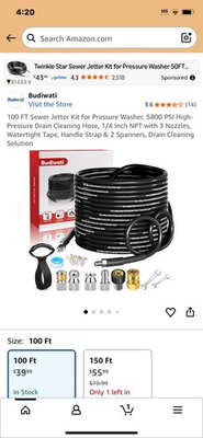 #ad #ad 100 FT Sewer Jetter Kit for Pressure Washer 5800 PSI High Pressure Drain $15.00