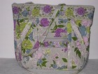 Vera Bradley Aquarell Dorfbewohner Beuteltasche Tasche nicht mehr produziert Blumenmuster gesteppt grau lila gebraucht, in einwandfreiem Zustand