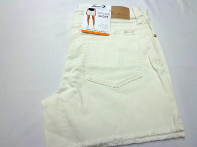 Seven7 Weekend Short Bone White Fray Hem Denim Shorts Womens 12 NEW