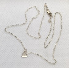 Sterling Silver Necklace Delicate Tiny Heart Pendant Minimalist 925 17.5 In