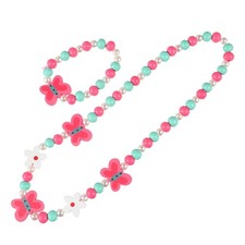 Kids Jewelry Wooden Bracelet and Necklace Set Vibrant Colors Party Favors