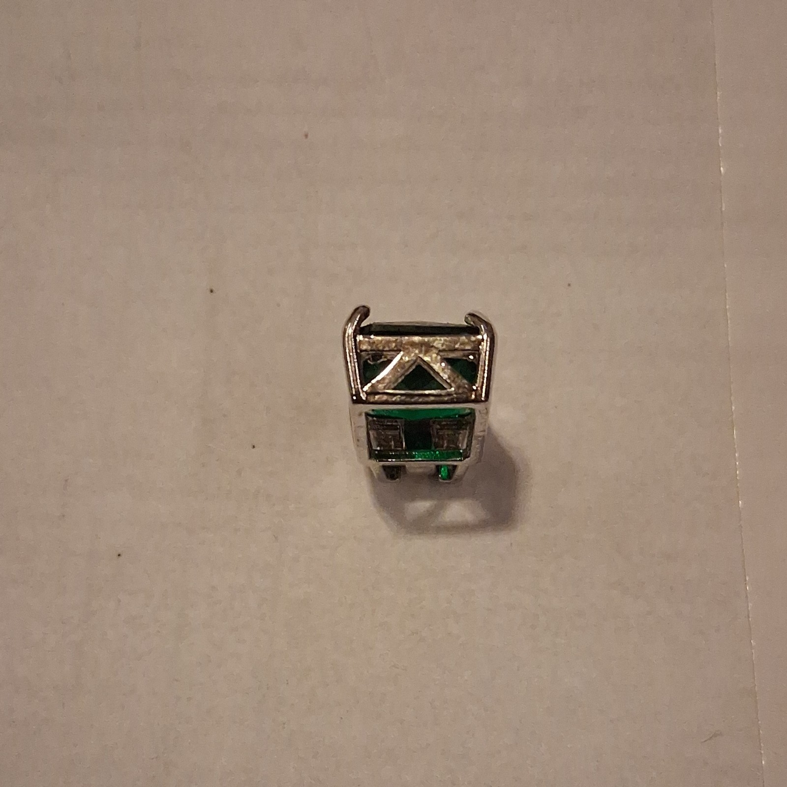 Green Emerald Rectangle Pendant Silver Prong Sett… - image 3