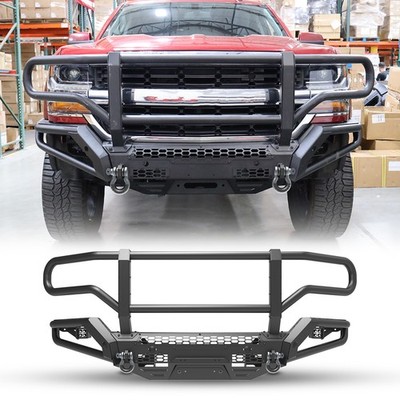 For 2016-2018 Chevrolet Silverado 1500 Steel Front Bumper w/D-Rings+LED Lights 