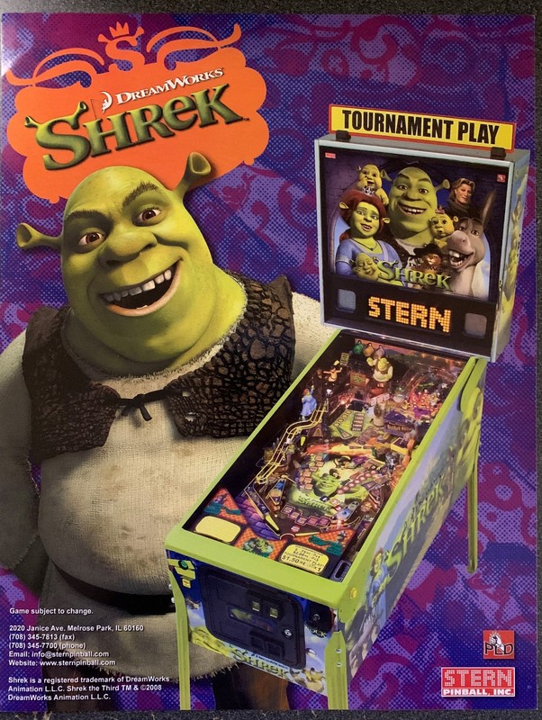 SHREK - Original Stern Pinball Advertising Flyer 2008 - Box Shipped