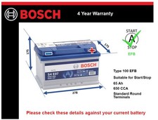 EFB Battery fits BENTLEY BROOKLANDS 6.7 6.8 1992 on Stop Start Bosch 100 EFB New
