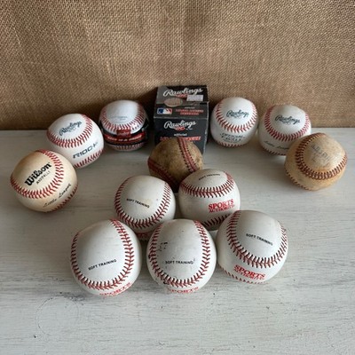 Lot of 13 Baseballs Rawlings Wilson Sports Authority Practice Training Mixed Set