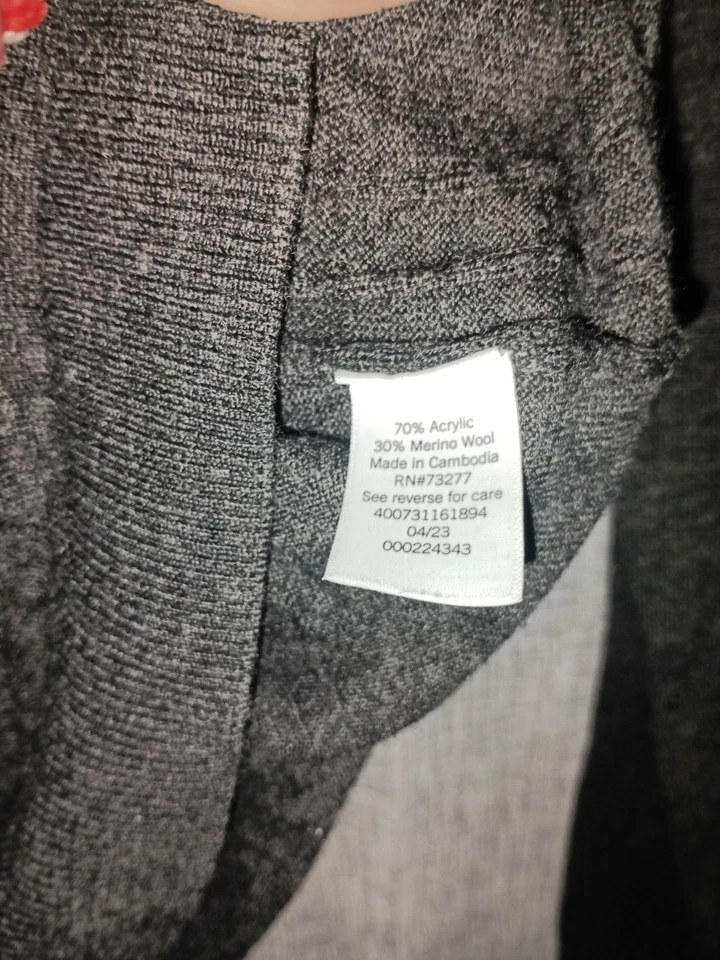 APT.9 Men’s Gray Crewneck Sweater L Merino Wool Blend Textured Knit Long Sleeve - Image 3 of 4