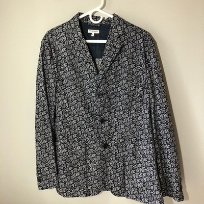 Engineered Garments New York cotton navy baker blazer with white paisley mens L
