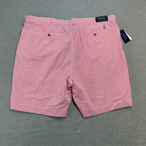 Polo Ralph Lauren Shorts Men 46B Pink White Striped Seersucker Chino Stretch NEW - Picture 8 of 12