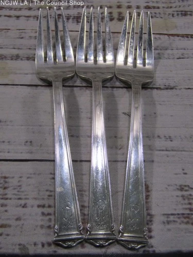Vintage International Silver Co. Theseum Sterling Silver Salad Fork Set of 3