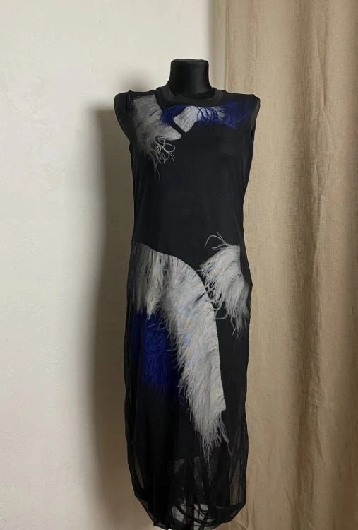 alexander mcqueen black feather dress 