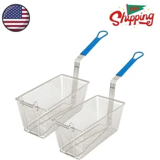 Deep Fryer Basket,2 Pack, Commercial Fry Basket with Handle 13.25" x 6.5" x 5.9"