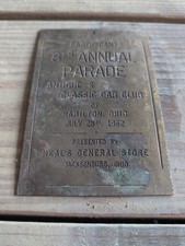 1962 Hamilton Ohio Classic Car Club Parade Brass Plate Neal's General Store 