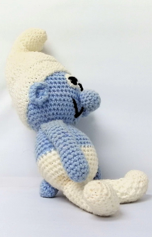Smurf Crochet Plush Doll 12" Vintage Handmade 090225AKT - Image 2 of 3