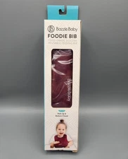 Bazzle Baby Foodie Bib Easy Storage Travel Maroon Snap Button Food Grade Silicon