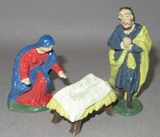 Alte Fröha Krippenfiguren Maria Josef & Krippe  Massefiguren