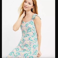 LOFT Sun Dress Sleeveless Flounce Sleeve Long Maxi 8