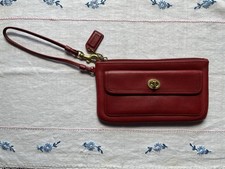 Coach Legacy Classic Red Turn-lock Leather Wristlet