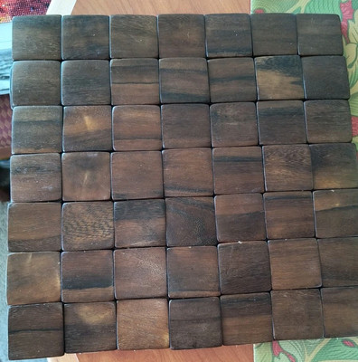 2 MCM Vintage Costa Rican Rosewood Square Tile Flexible Placemat 14 x13.5  EUC