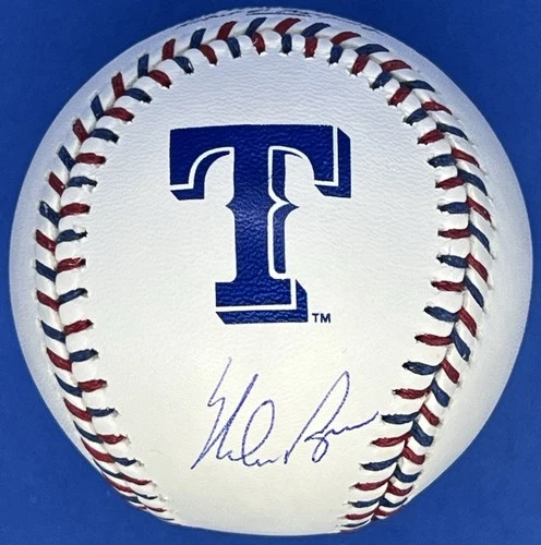 Nolan Ryan Signed Autographed Texas Rangers Team Stitch Logo Baseball w/ PSA COA