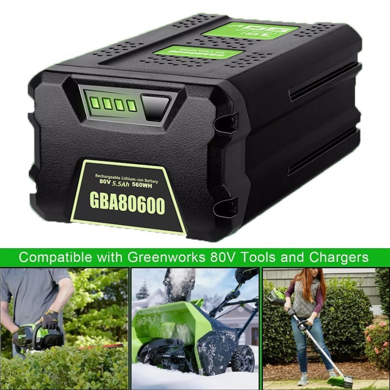 80V For Greenworks PRO 80V 5.0Ah Lithium-ion Battery GBA80250 GBA80600 2601302