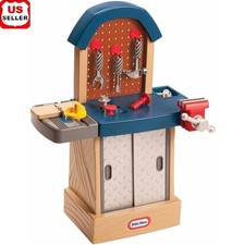 Kids Tool Workbench Set W/ Hammer Saw Wrench Storage Pegboard 11 Accessories New