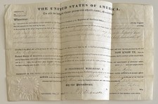 1843 Land Grant With John Tyler Signature