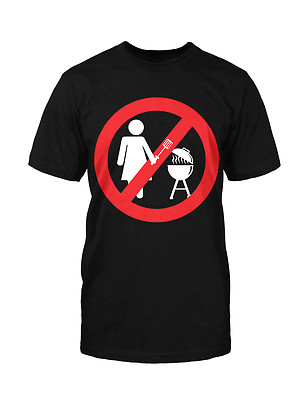 Frau Women Grill Verbot Stop T-Shirt Sommer Sun Fun Funshirt Symbol Sprüche Kult
