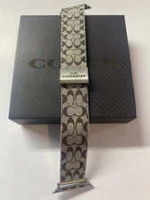 Coach Unisex Apple Watch Band Silver And Black Stainless Steel New