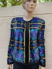 DELLA ROUFOGALI NITELINE VINTAGE 1994 HEAVILY BEADED JACKET SZ L