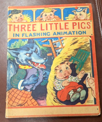 1944 THREE LITTLE PIGS IN FLASHING ANIMATION - Mechanical Book by Hank Hart