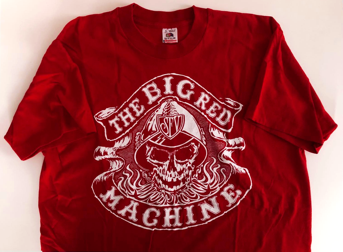 希少 Gaboratory BIG RED MACHINE SFV シャツ M Big Red Machine T-Shirt Large Red SFV Vintage Hells Angels Made in