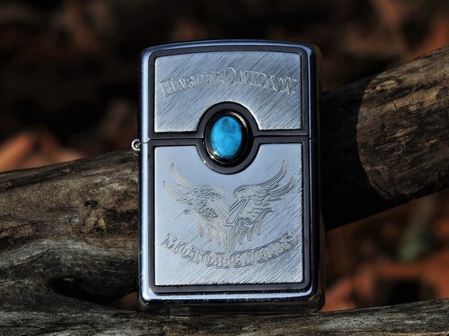Harley Turquoise Zippo Lighter - Harley Davidson Motorcycles - Engraved - Rare - Picture 2 of 12