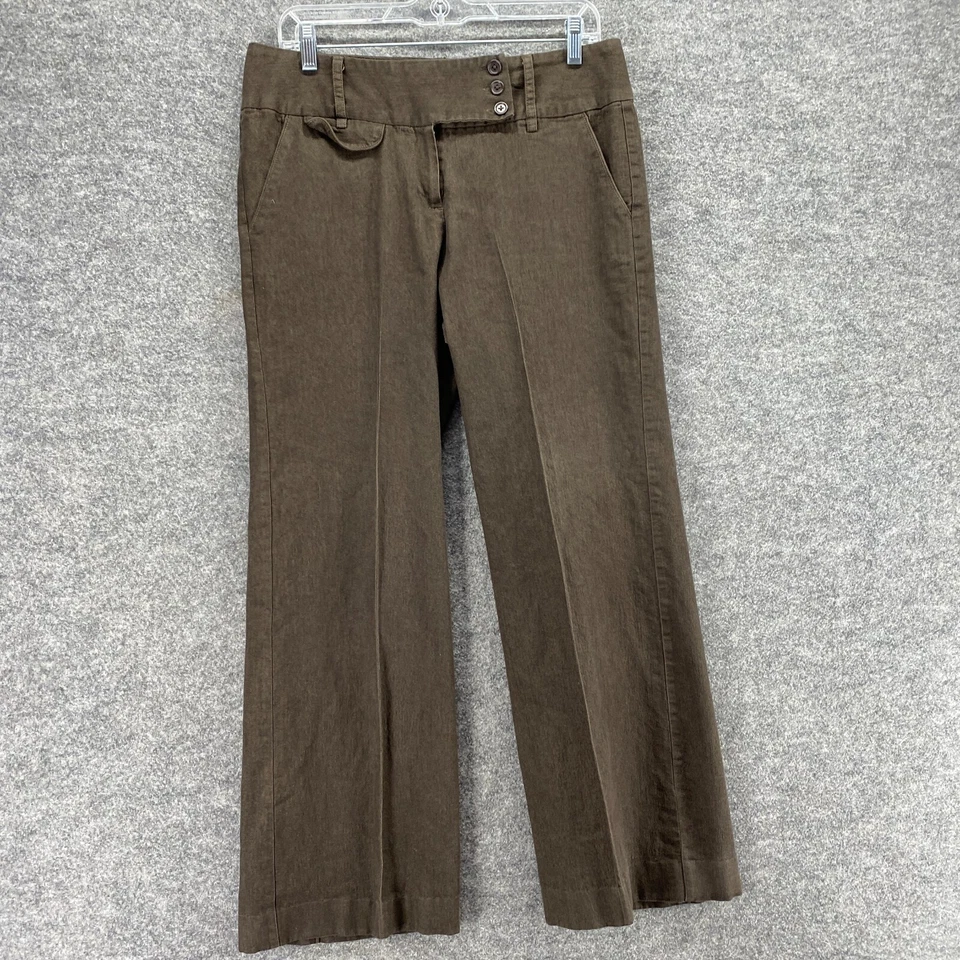 Larry Levine Dress Pants Women 8 Brown High Rise Pleated Stretch Straight Cotton - Image 4 of 4