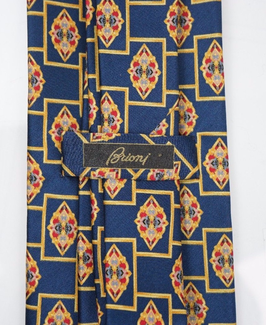 Recent Brioni Blue Geometric Pattern with Shields… - image 4