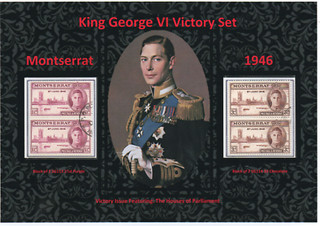 NICE DISPLAY OF KING GEORGE VI VICTORY SET 1946 MONTSERRAT 2 BLOCK USED VFU #2