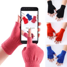 Solid Color Half Finger Knitted Mittens Short Wrist Ski Gloves 1 Pairs Soft ⭐ '