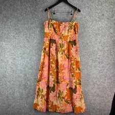 Lily Loves Dress Womens 18 Orange Floral Maxi Ruched Bodice NEW 12282