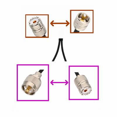 1x PL259 SO239 to 2x UHF Male/Female Antenna Splitter/Combiner Y Adapter cable
