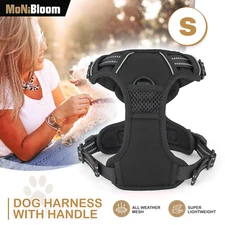 Black Reflective Pet Dog Harness No Pull Adjustable Control Soft Padded Handle