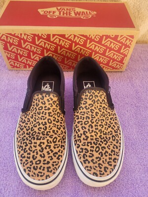Vans Women’s Asher Leopard Animal Print Slip On Shoes Size W Cheetah  Print