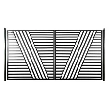 ALEKO Modern Yard Garden Sofia Style Dual Swing Steel Driveway Gate 12 ft Black