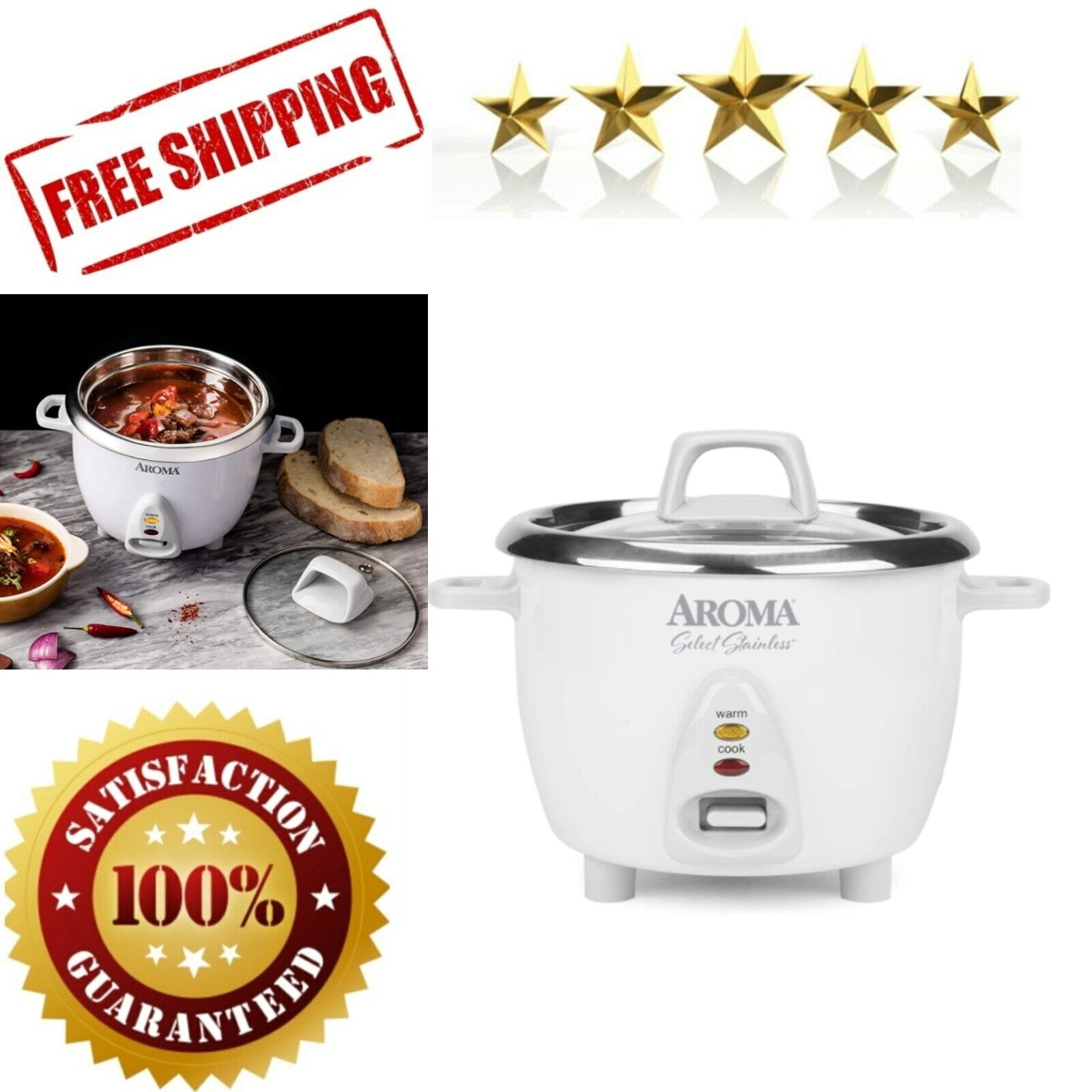 Rice Cooker Stainless Max 45% Ranking TOP15 OFF Steel Warmer 6-Cup with Inner Pot Uncoated