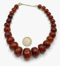 Vintage stattliche Bernstein Kette mit Inklusen amber necklace 59 Gramm L 43 cm