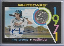 2020 TOPPS HERITAGE MINORS RILEY GREENE AUTO #D/10 WEST MICHIGAN WHITECAPS