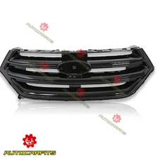 Front Upper Grille Camera Hole Gloss Black Grill For 2015-2018 Ford Edge SE SEL