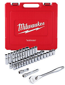 Milwaukee 47-Piece 1/2 in. Socket Wrench Set Fractional SAE & Metric w/ Warranty