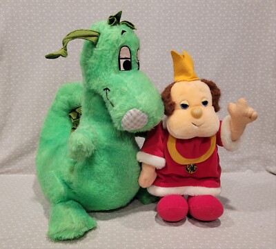 1982 Vintage California Stuffed Toys Lollipop Dragon Trust Royal King Plush Set